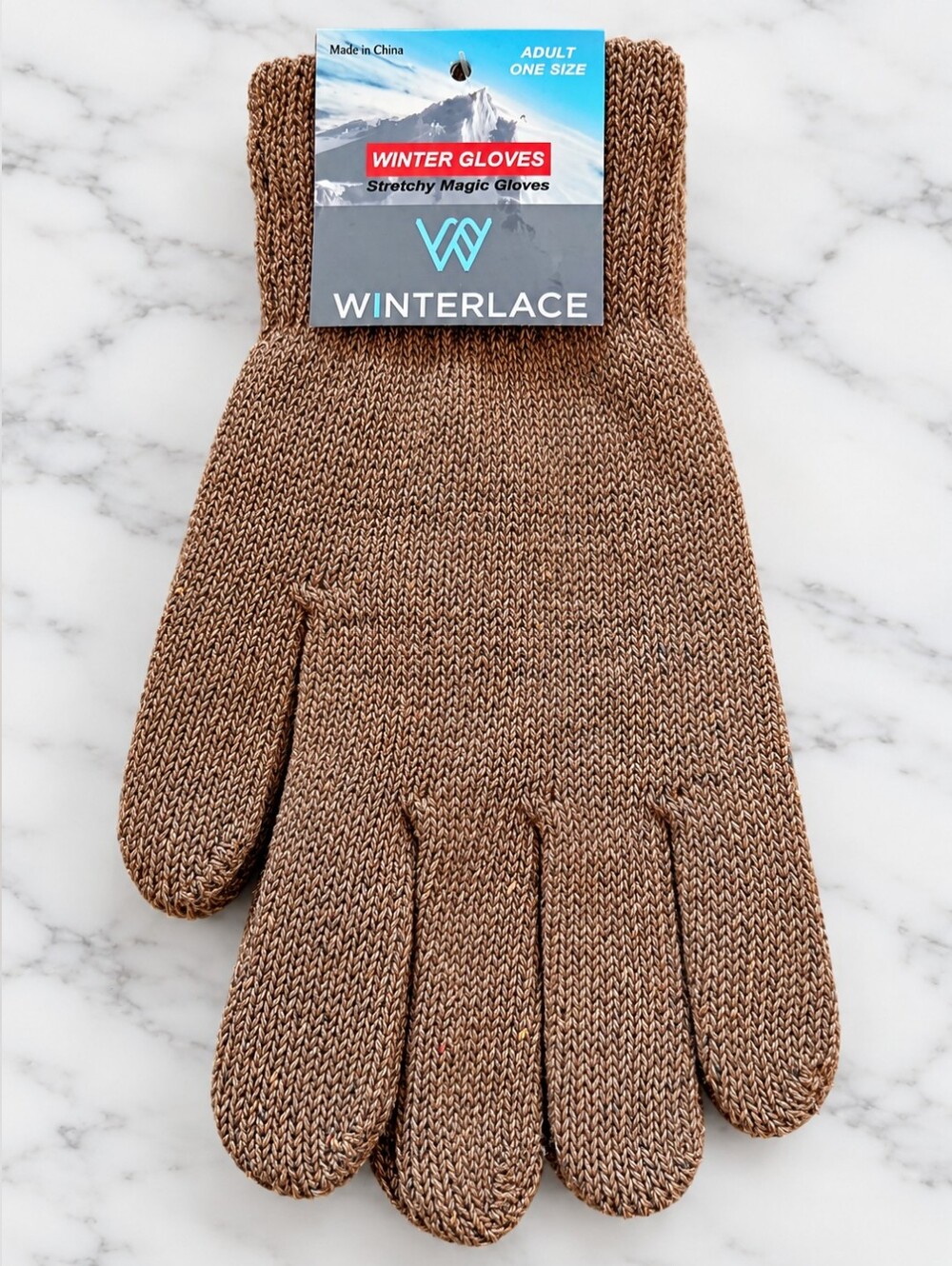 Men's Knit Stretch Gloves in Brown